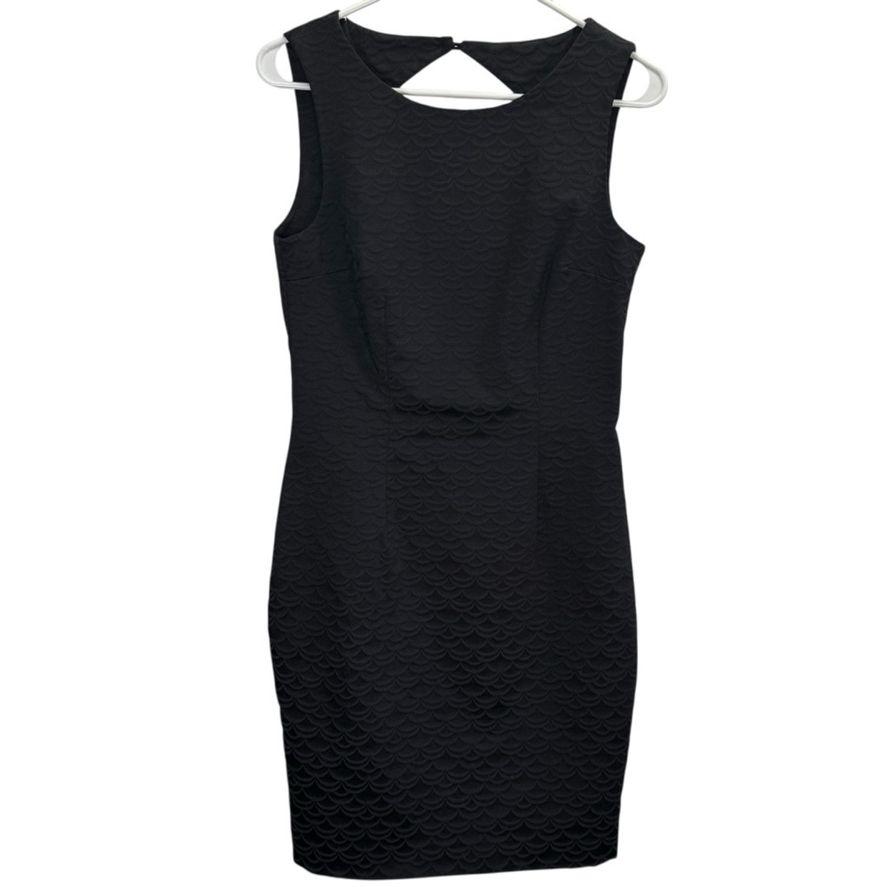 H&M Black Jacquard Weave Print Midi Dress. Size 8